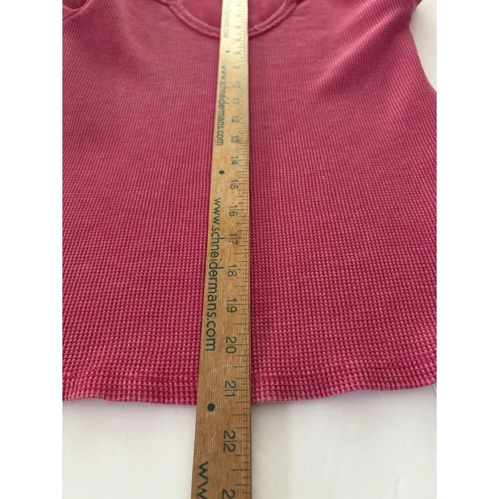 Pilcro Anthropologie Thermal Shirt Size L Pink Waffle Knit  V-Neck - Picture 4 of 12